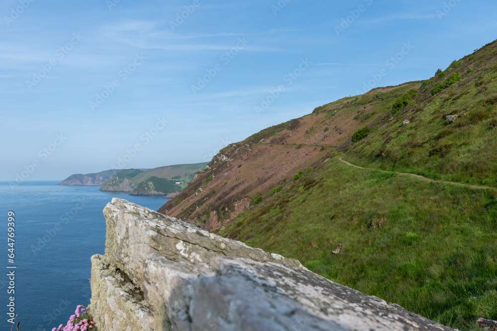 View of the southwest coast path at Heddons Mouth in Devon