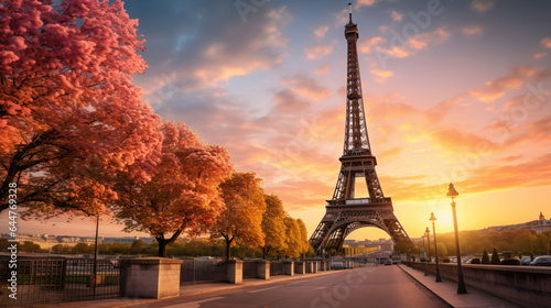 Beautiful view of Eiffel Tower in Paris with sunset © Tariq