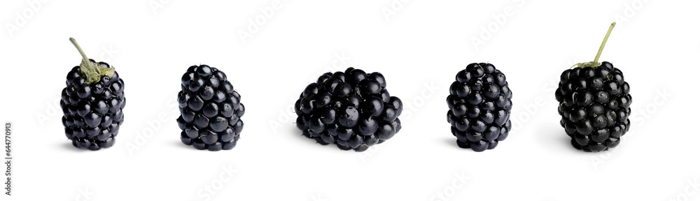 Tasty ripe blackberry isolated on white, collage Tasty ripe blackberry isolated on white, collage