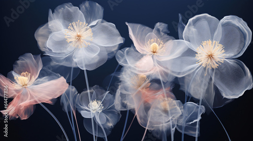 Art background with transparent x-ray flowers © Rimsha