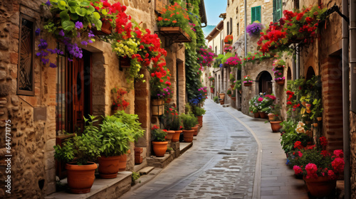 Floral street in central Italy in the small Umbrian © Rimsha