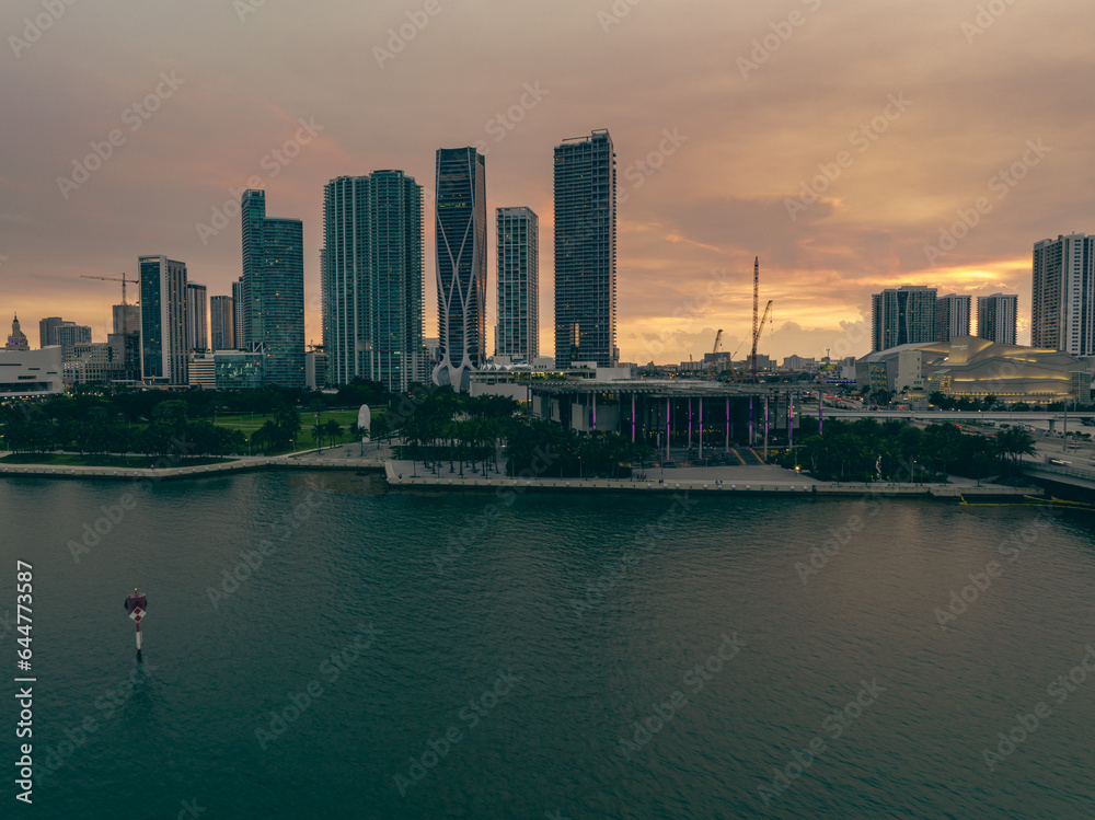 Naklejka premium Skyline of luxury high rise apartments on South Beach in Miami, Florida.