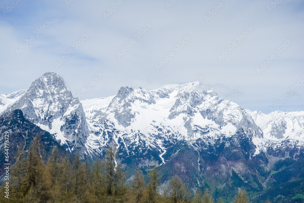 wonderful high snowy mountains in upper austria detail