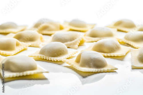 Fresh Ravioli pasta isolated on white background