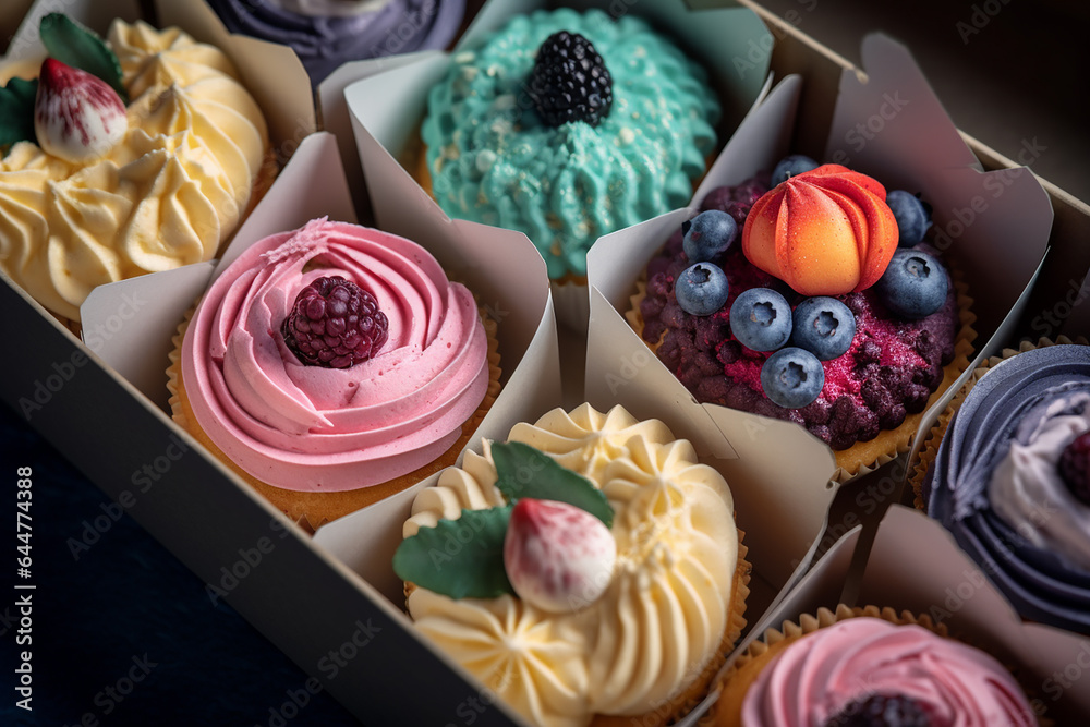 Fresh Baked Homemade Cupcakes topping with Buttercream and Berries for birthday and occasion for celebrate new year and christmas party , sweet and dessert, Food and bakery , a diabete concept. Fresh Baked Homemade Cupcakes topping with Buttercream and Berries for birthday and occasion for celebrate new year and christmas party , sweet and dessert, Food and bakery , a diabete concept.