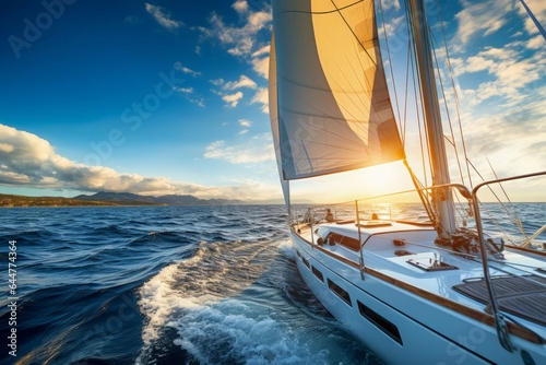 Fototapeta Luxury yacht sailing trip. Generate AI