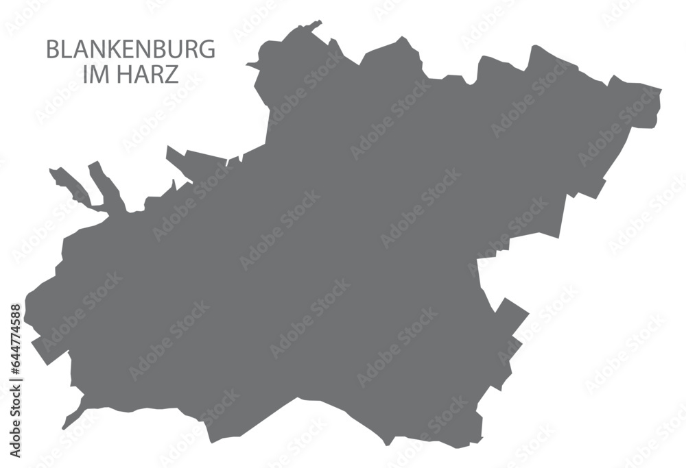 Blankenburg im Harz German city map grey illustration silhouette shape