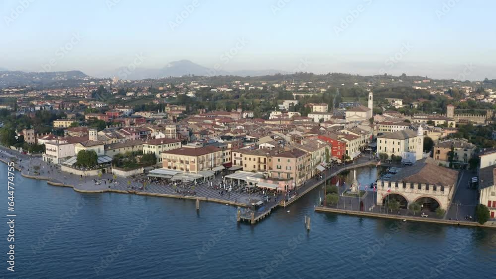 Captivating aerial view of Lake Garda and the picturesque old town of Lazise Captivating aerial view of Lake Garda and the picturesque old town of Lazise