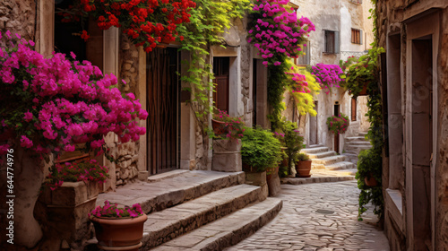 Floral street in central Italy in the small Umbrian
