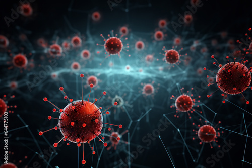 On a visual display of a network, menacing virus icons multiply at an alarming rate, indicating a swift and aggressive infection
