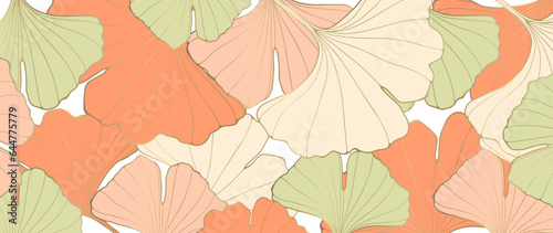 Autumn botanical background with ginkgo biloba leaves in delicate shades. Abstract background for decor, wallpapers, covers, cards and presentations