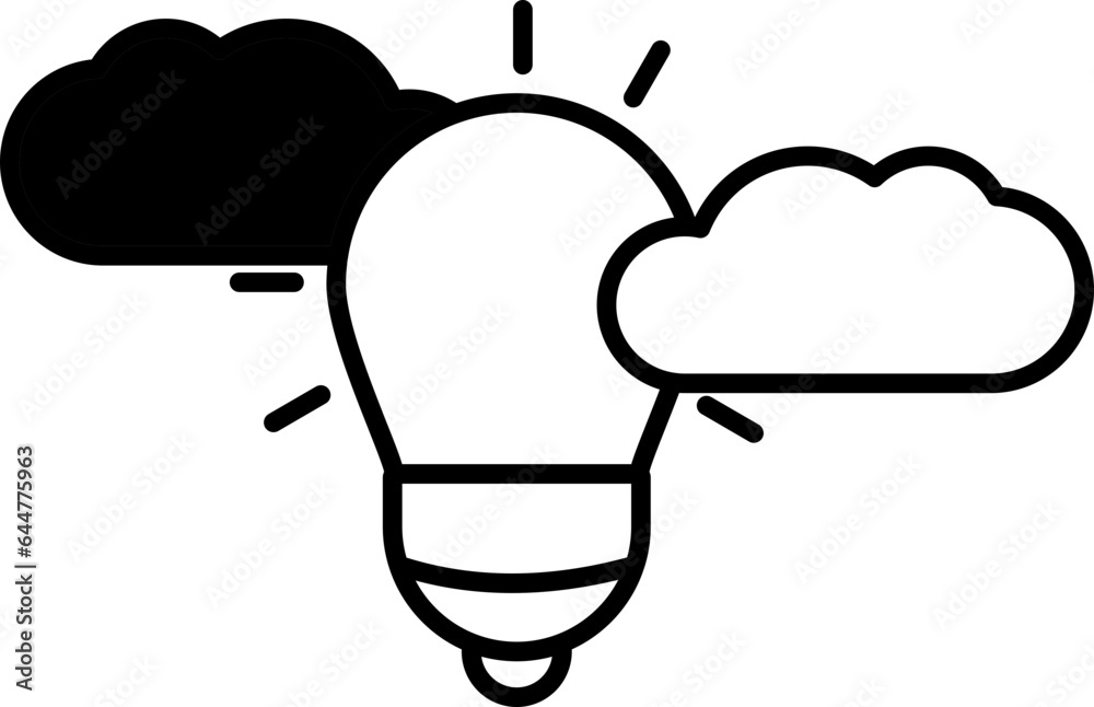 Isolated Cloud With Bulb Icon in Line Art. Isolated Cloud With Bulb Icon in Line Art.