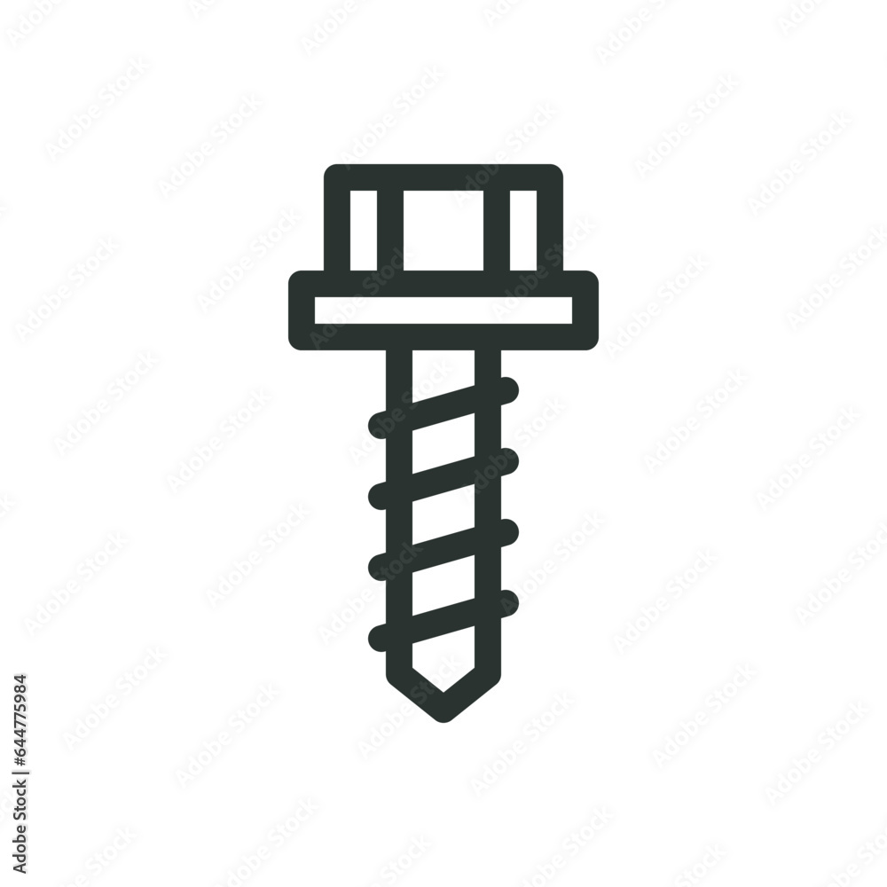Roofing screw isolated icon, metal roof screws vector icon with editable stroke Roofing screw isolated icon, metal roof screws vector icon with editable stroke