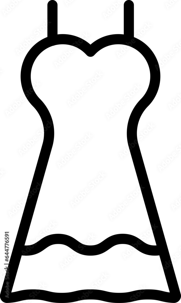 Sleeveless Dress Icon In Black Line Art. Sleeveless Dress Icon In Black Line Art.