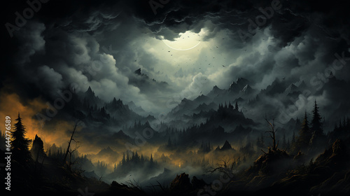 Black cloud landscape background