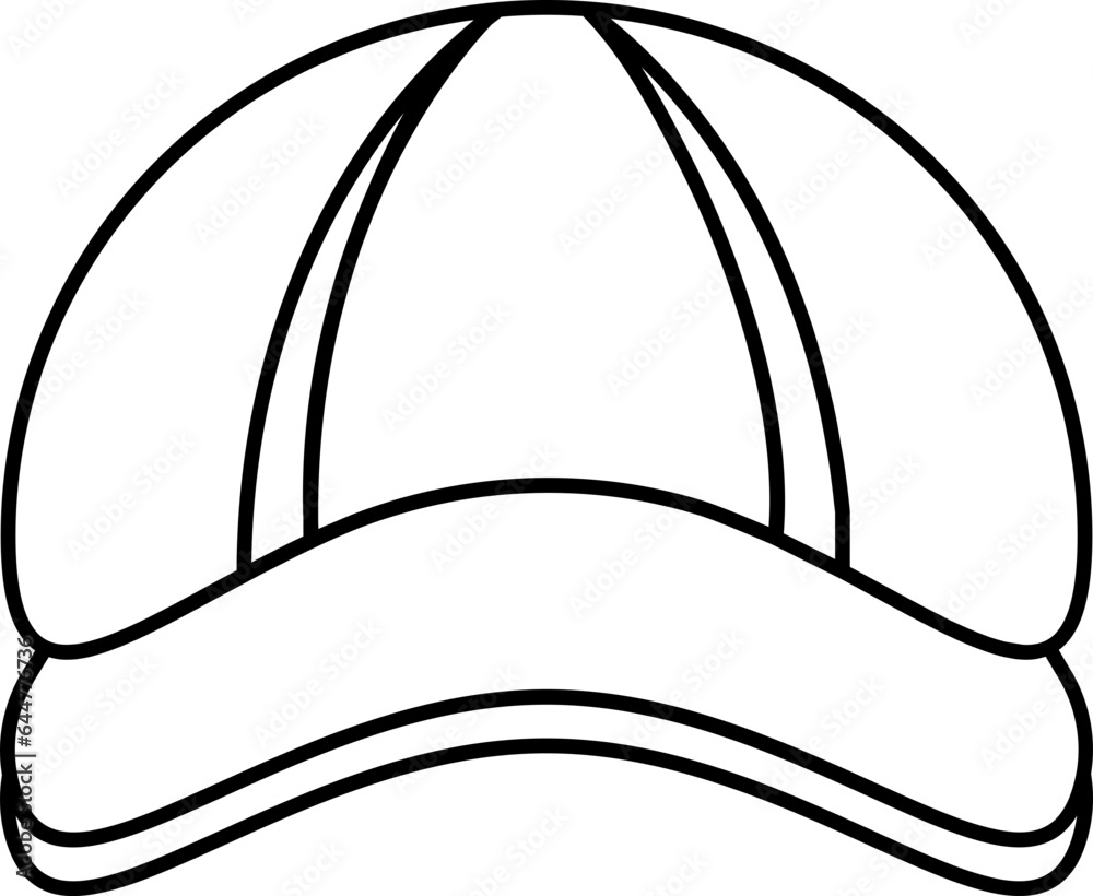Flat Style Cap Icon in Thin Line Art. Flat Style Cap Icon in Thin Line Art.