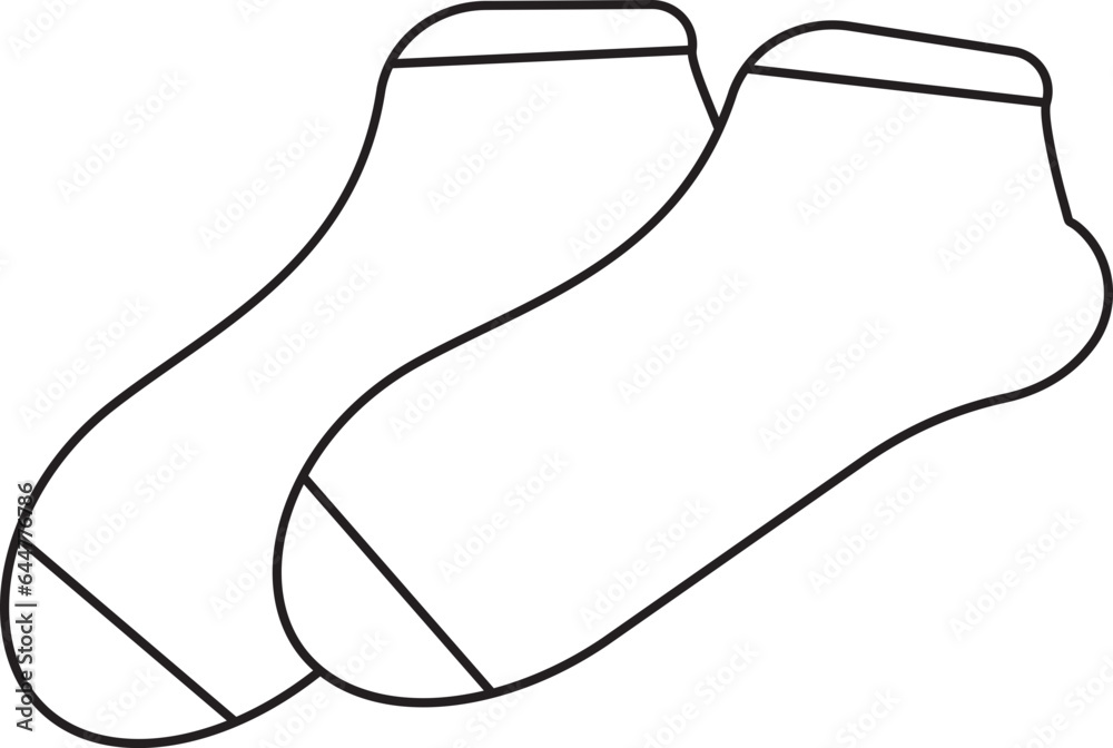 Ankle Socks Icon In Black Line Art. Ankle Socks Icon In Black Line Art.