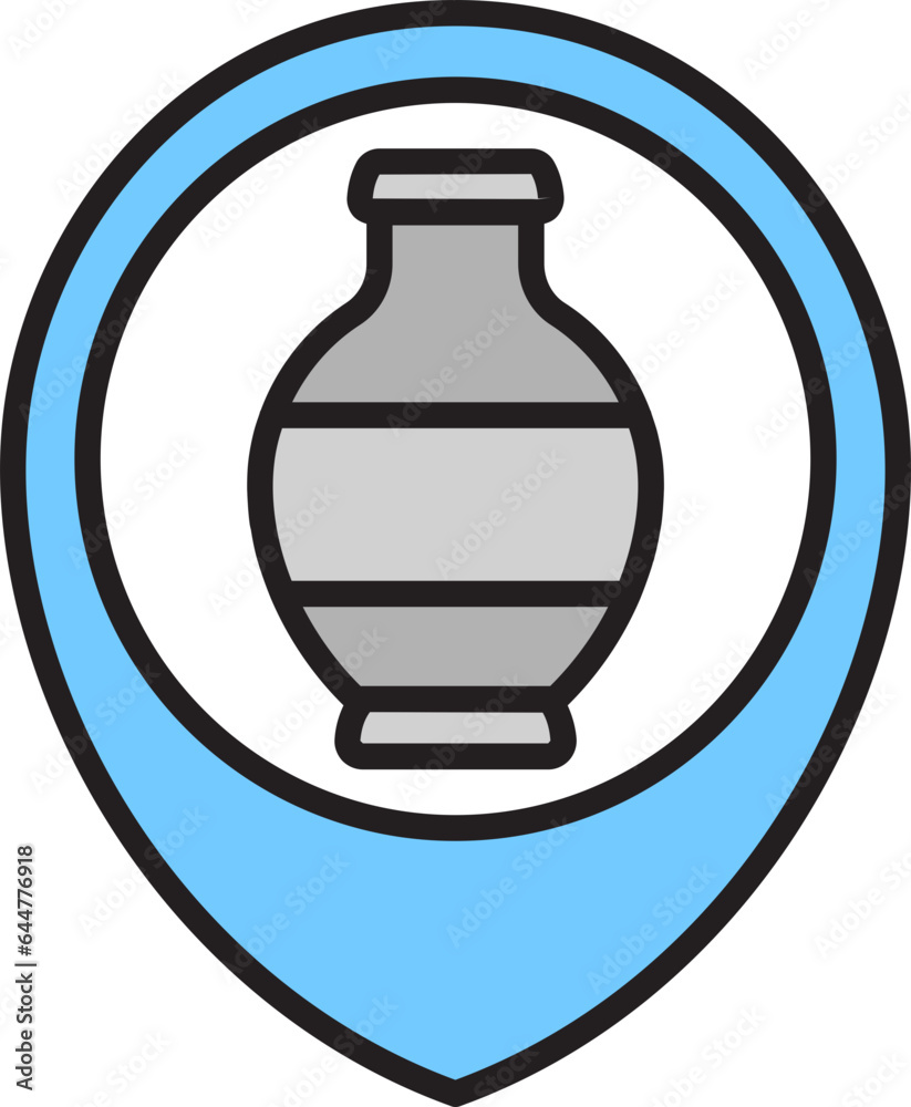 Treasure location Point Icon in Blue and Grey color. Treasure location Point Icon in Blue and Grey color.