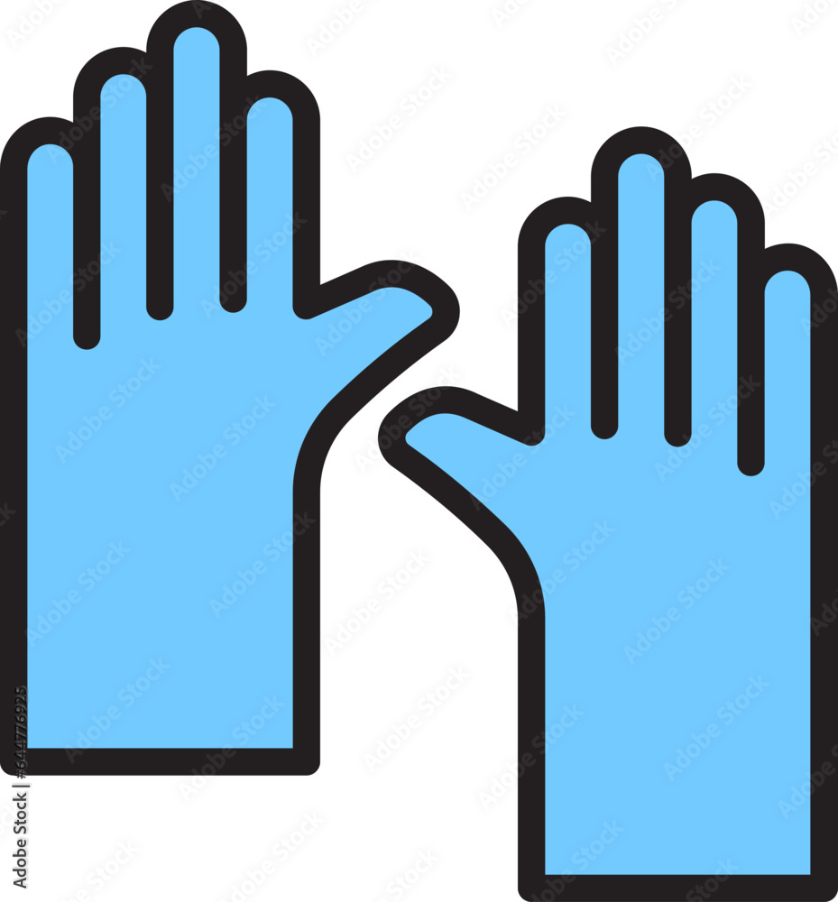 Flat Style Gloves icon in Blue and Black color. Flat Style Gloves icon in Blue and Black color.