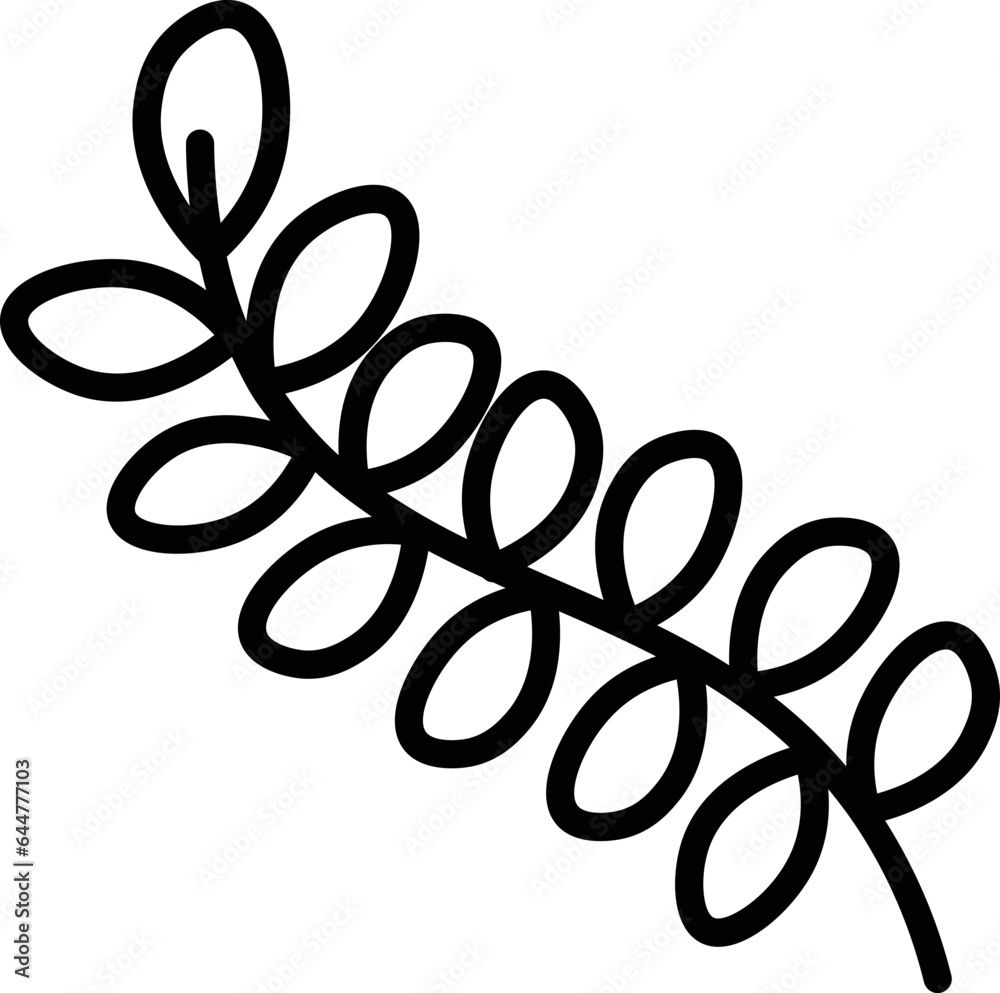 Fototapeta premium Black Line Art Leaves Branch Icon.