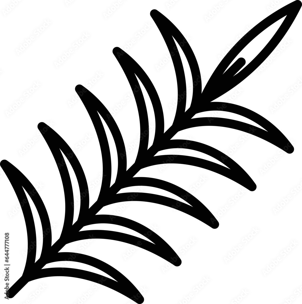 Palm Leaf Icon or Symbol in Black Line Art. Palm Leaf Icon or Symbol in Black Line Art.