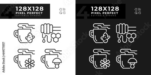 2D pixel perfect simple collection of dark and light icons representing allergen free, editable thin line illustration.