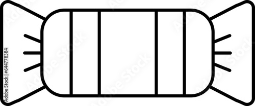 Candy Or Toffee Icon In Black Line Art.