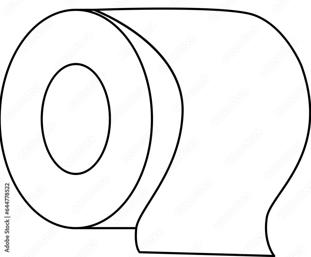 Bandage or Tissue Roll Icon in Black Line Art. Bandage or Tissue Roll Icon in Black Line Art.
