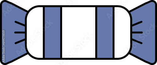 Candy Or Toffee Icon In Blue And White Color.