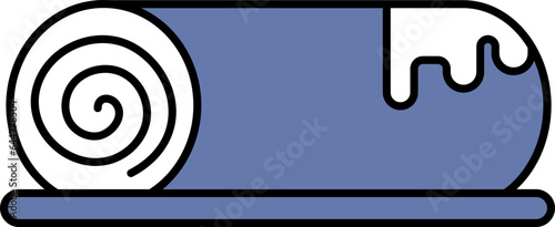 Cake Or Swiss Roll Icon In Blue And White Color.