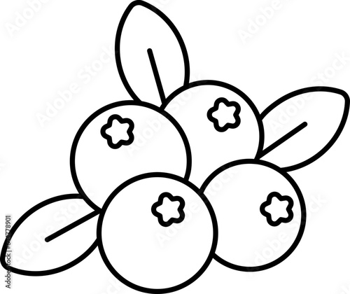 Cranberry Icon In Black Outline.