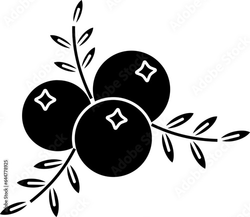 Black Currant Berry Icon In Glyph Style.