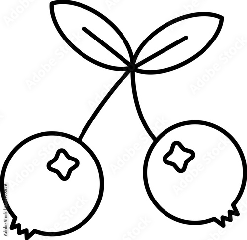 Bilberry Icon In Black Outline.