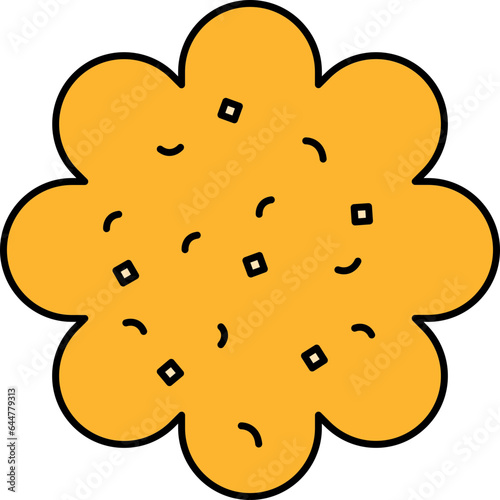Flat Style Cookie Icon In Yellow Color.