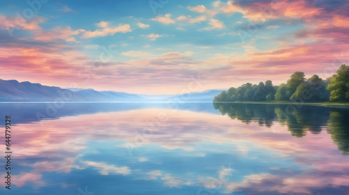 Picturesque Lake Sky Background Lake With Beautiful Sky Background Lake Landscape With Stunning Sky Waterfront View With Sky Lake Horizon Under Blue Sky AI Generative