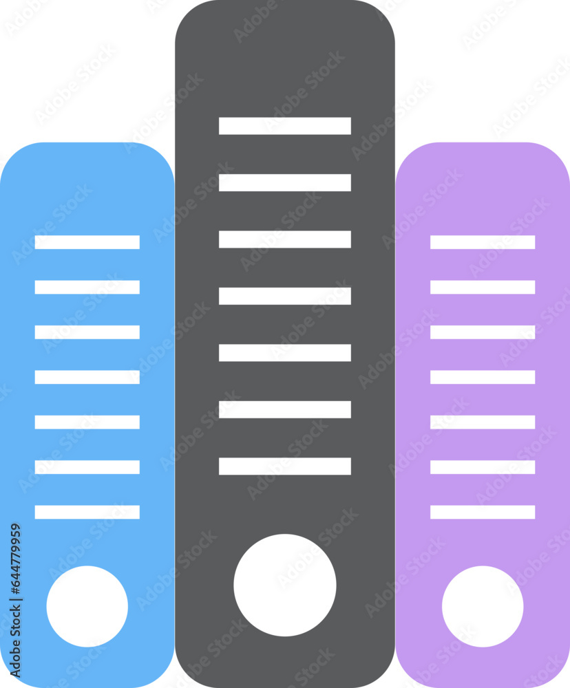 Colorful Ring Binders Icon on White Background. Colorful Ring Binders Icon on White Background.