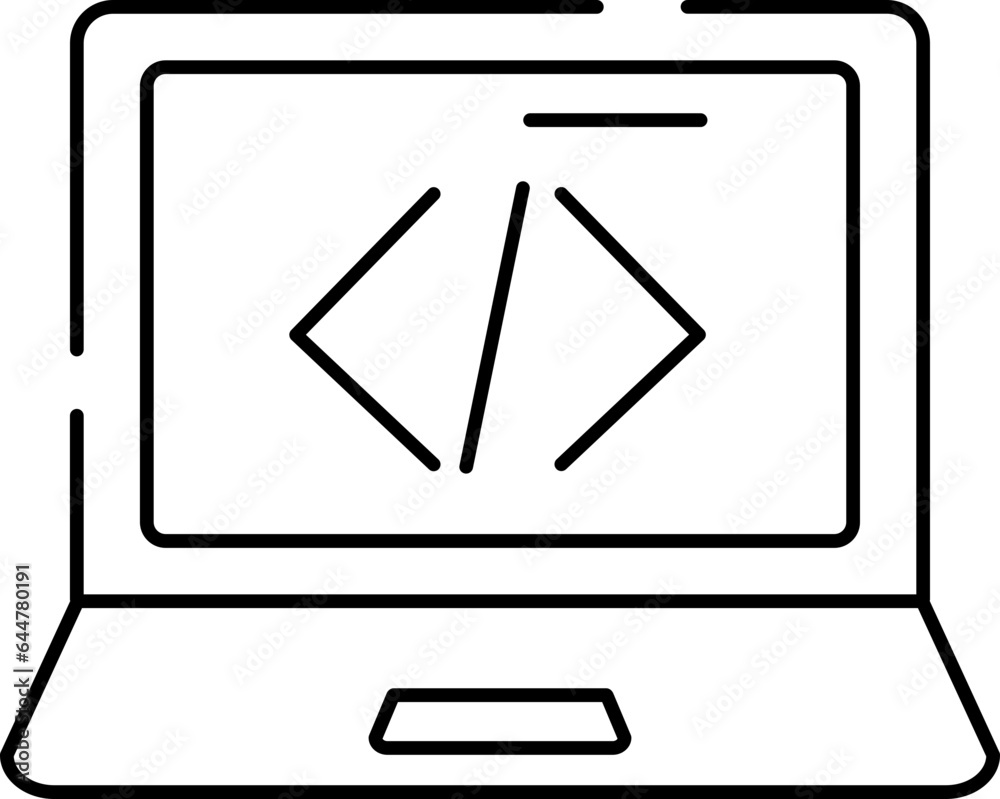 Vector Illustration Of Web Coding In Laptop. Vector Illustration Of Web Coding In Laptop.