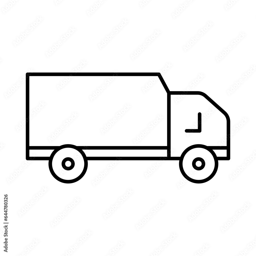 Truck icon or symbol in thin line art.
