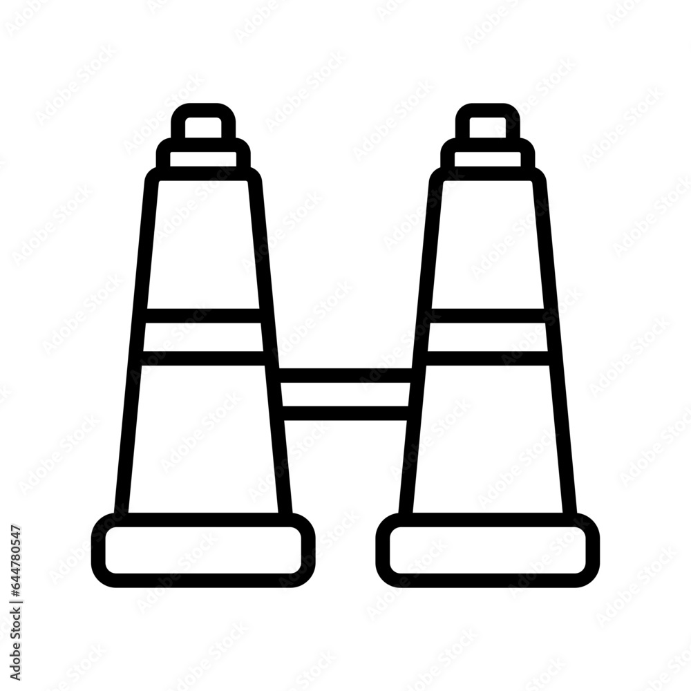 Binoculars icon in thin line art. Binoculars icon in thin line art.