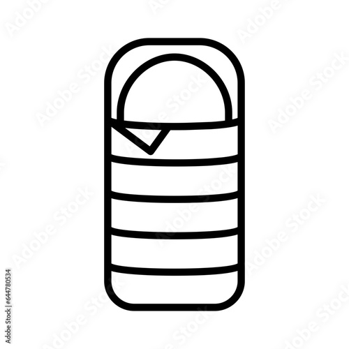 Sleeping bag icon in black line art.