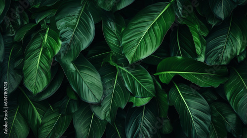 Large foliage of tropical leaf with dark green texture © Arima