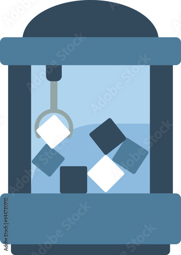 Illustration of claw game machine icon in blue color.