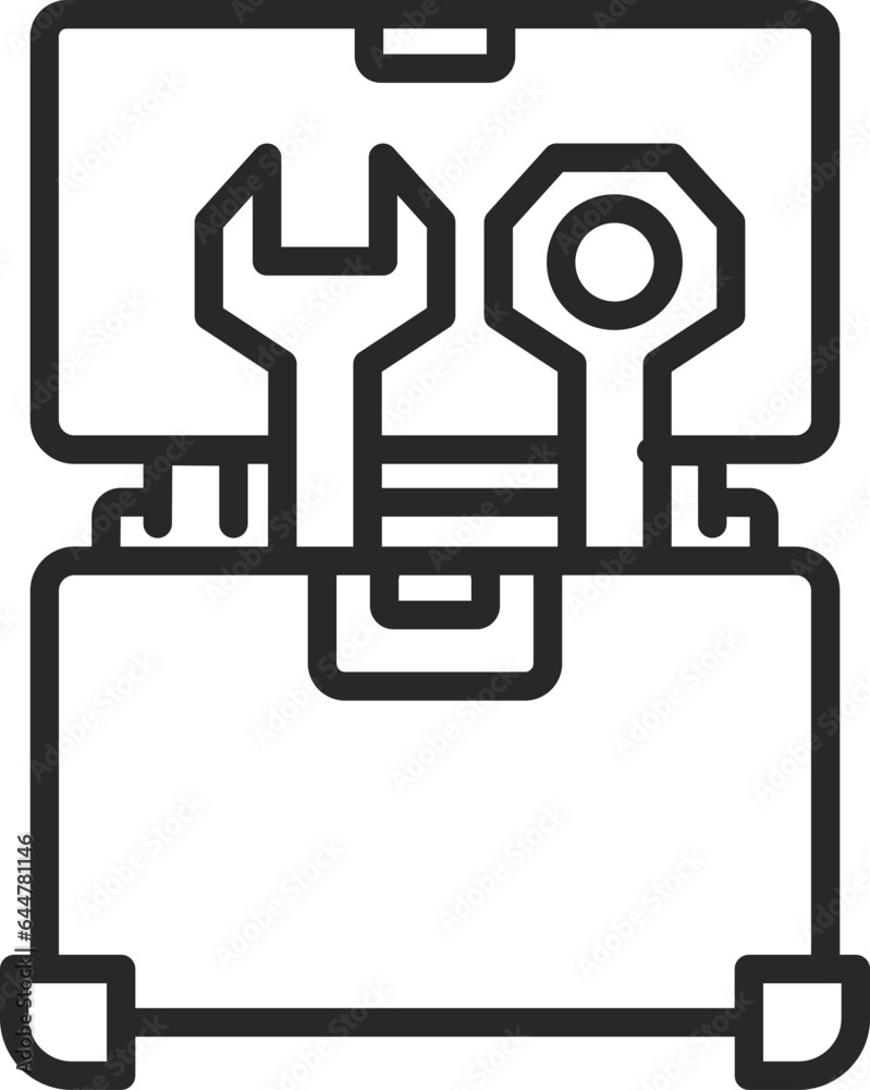 Flat Style Toolbox Icon in Thin Line Art.