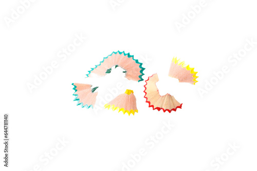 PNG, shavings from colored pencils isolated on white background photo