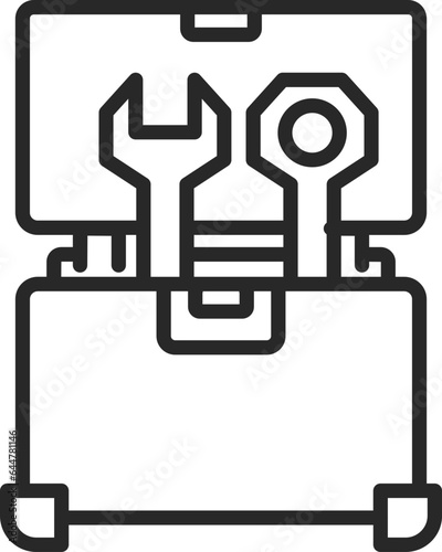 Flat Style Toolbox Icon in Thin Line Art.