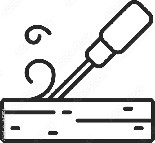 Wood Chisel Icon in Black Line Art.