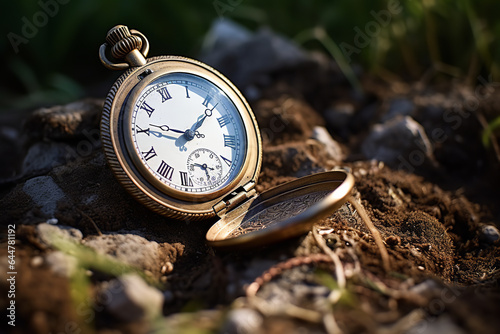 The corroded timepiece rests on a gravestone, a poignant reminder of time's inevitable march