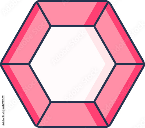 Hexagon Diamond Icon In Pink Color.