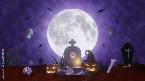 Fototapeta Naklejka Na Ścianę i Meble -  3D Illustration Halloween Background