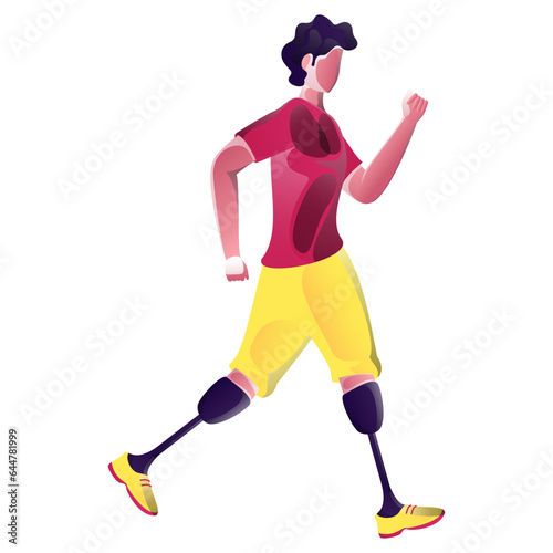 Faceless Disabled Young Boy in Walking Pose.